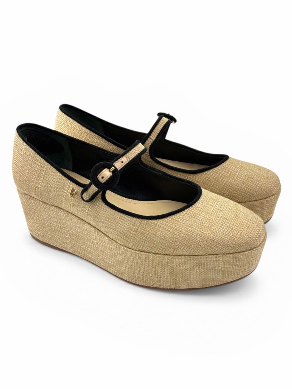 Larroude Blair Platform in Beige Raffia Size 6.5